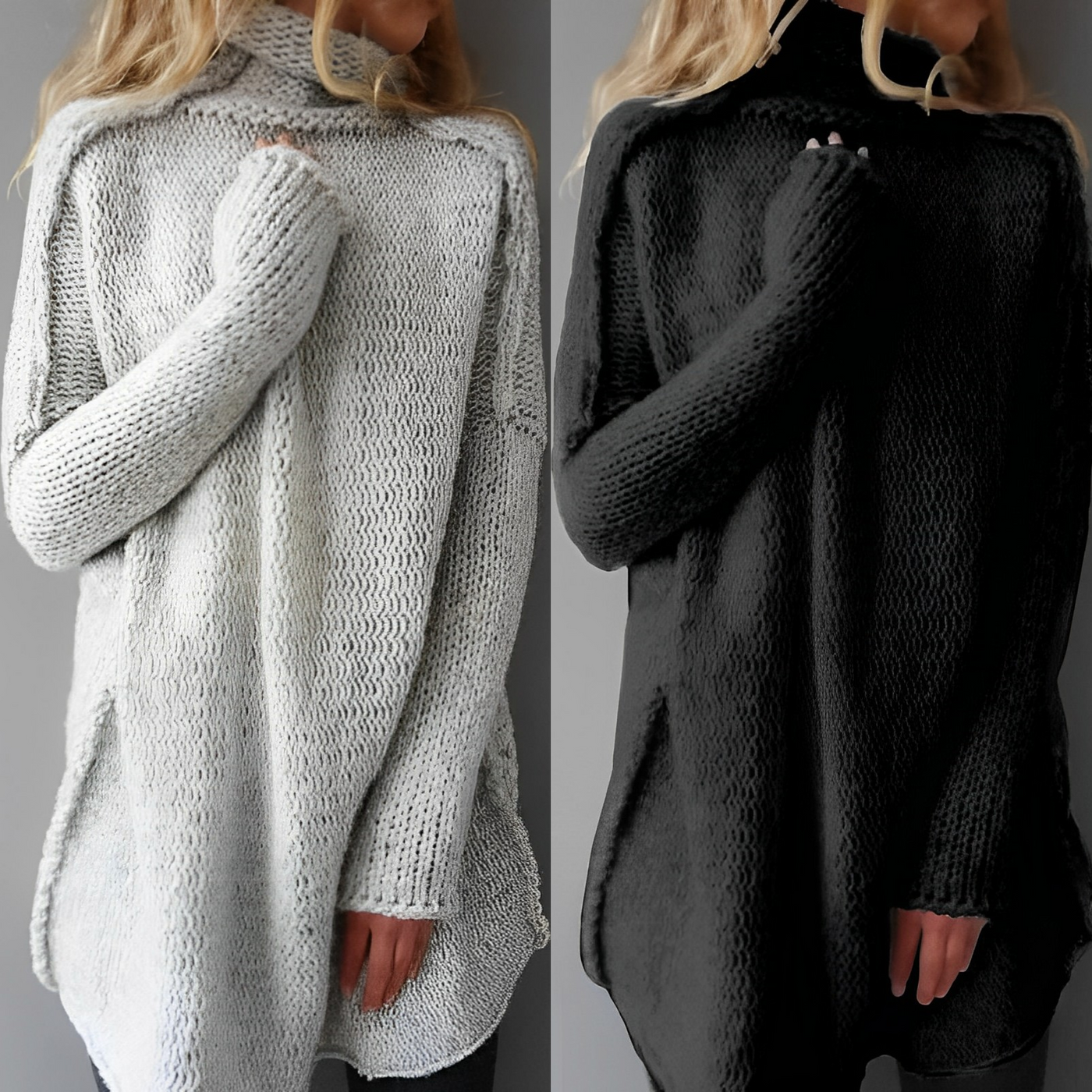 Damen Rollkragenpullover Mit Lockerem Strickdesign