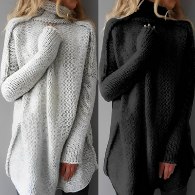 Damen Rollkragenpullover Mit Lockerem Strickdesign