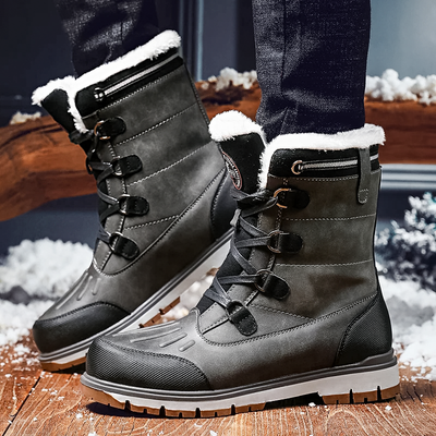 Nolven | Herren Stilvolle Winterschuhe Mittelhohe Schnürstiefel mit Warmem Innenfutter