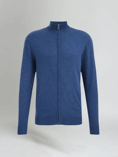 Sahari - Herren Zip-Sweater in Dunkelblau – Komfort trifft Stil