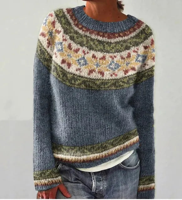 Lexi - Retro Nordisches Muster Herbstpullover