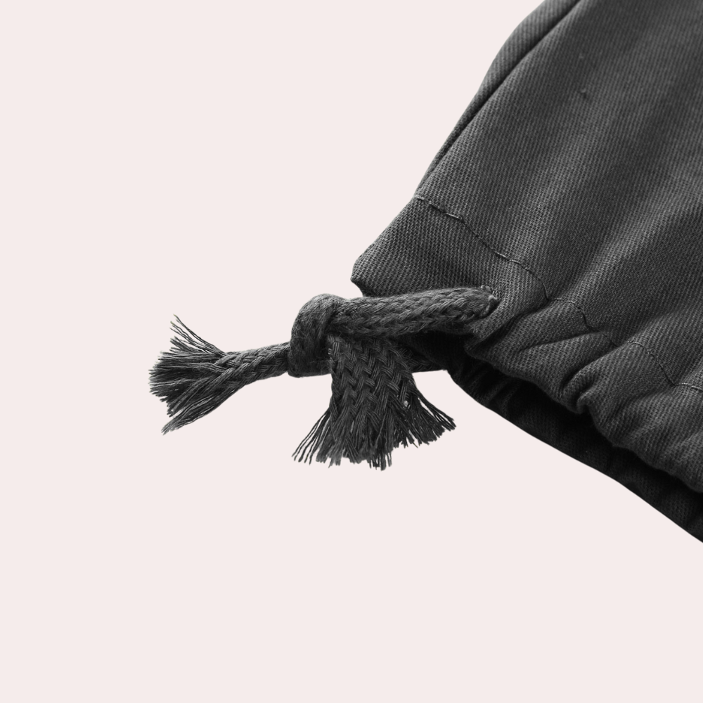 Leo | Herren Cargo Hose Weit Geschnitten mit Kordelzug & Taschen, Solide Farbe