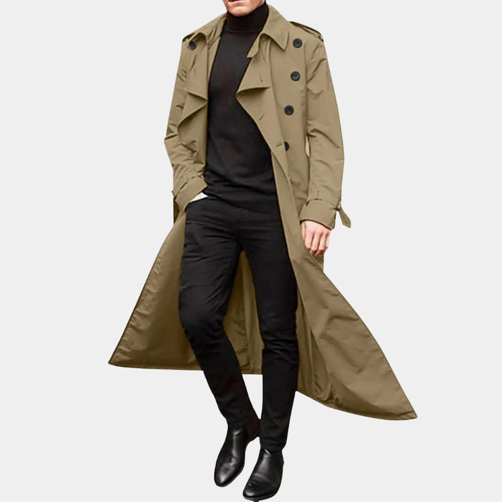 Herren Wasserabweisender Trenchcoat Mit Modernem Schnitt