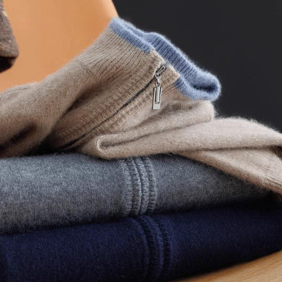 Weston | Herren Strickjacke mit Reißverschluss | Minimalistischer Stil mit Stehkragen