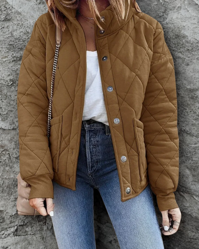 Ehrengard | Damen Cropped Pufferjacke, gesteppt mit Stehkragen & verstellbarem Saum