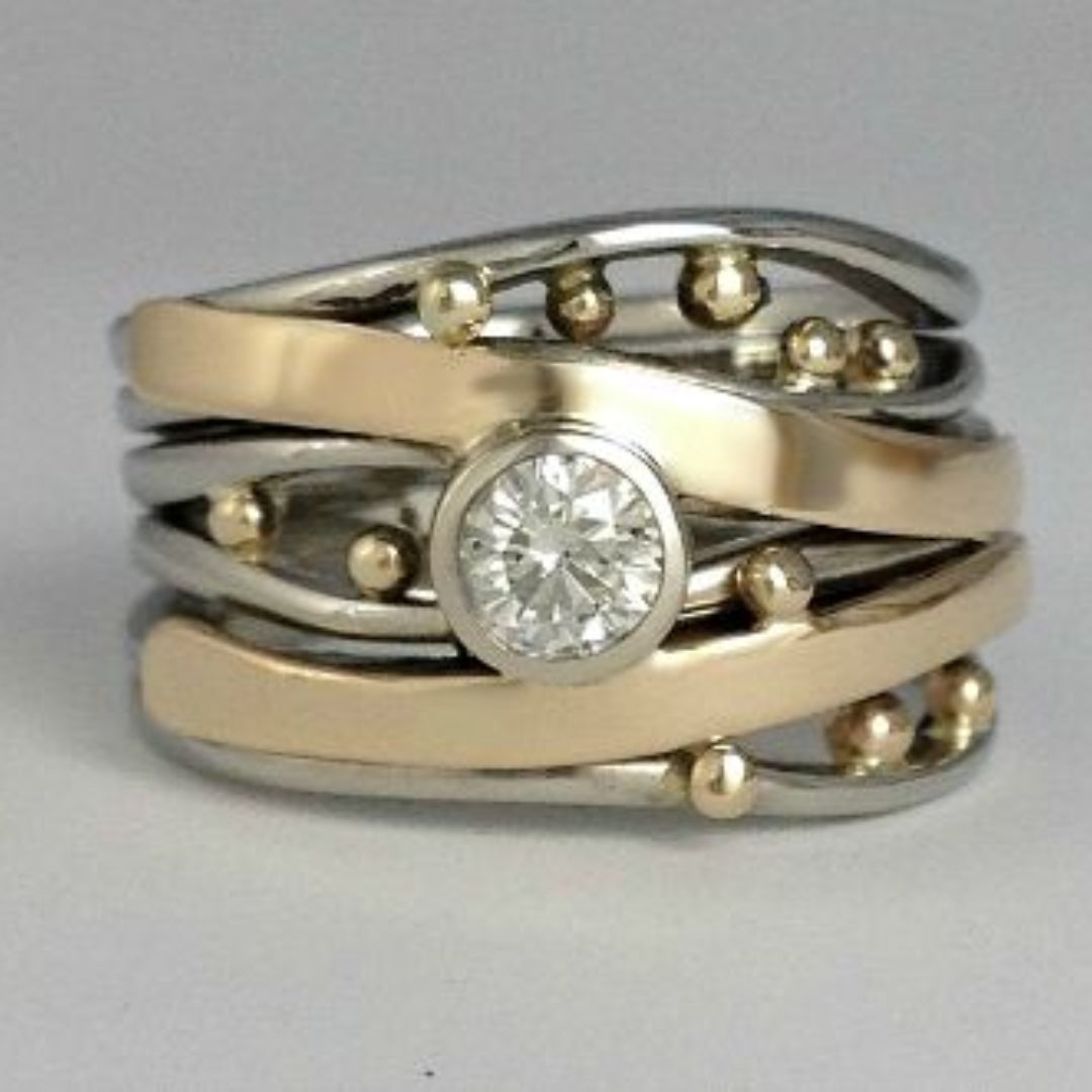 Königlich - Vintage Gold Einlege-Zirkonia Ring