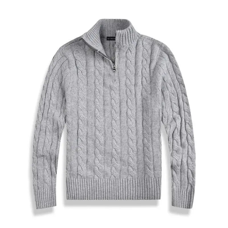 Herren Strickpullover Mit Halbzip Und Hohem Kragen