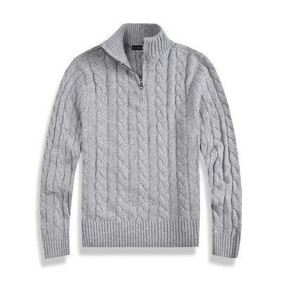 Herren Strickpullover Mit Halbzip Und Hohem Kragen