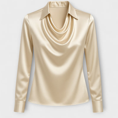 Lira - Schimmernde Bluse mit Rüschendetail am Kragen
