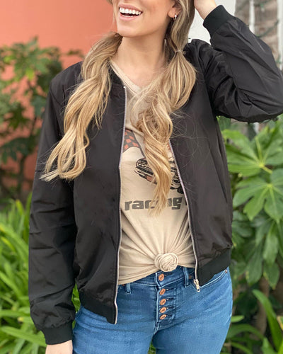 Lässige Damen Bomberjacke – leichte Übergangsjacke mit Reißverschluss