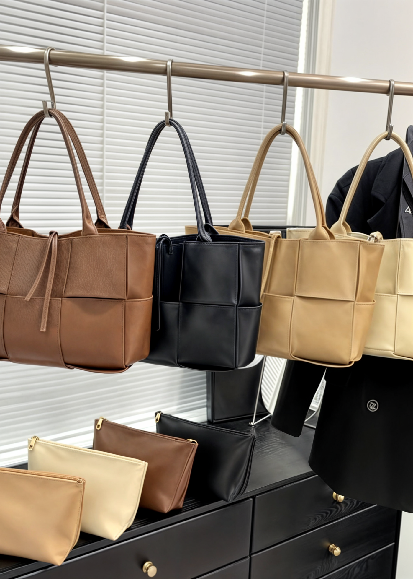 Handtasche Damen – Echt Leder Tasche – Geflochten Design