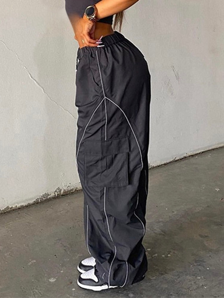 Sahari – Baggy Hose mit Low Waist und weitem Bein