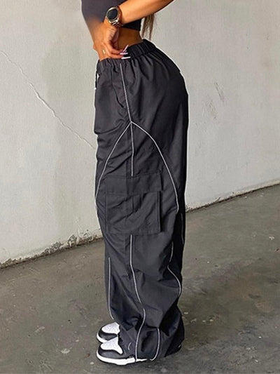 Sahari – Baggy Hose mit Low Waist und weitem Bein