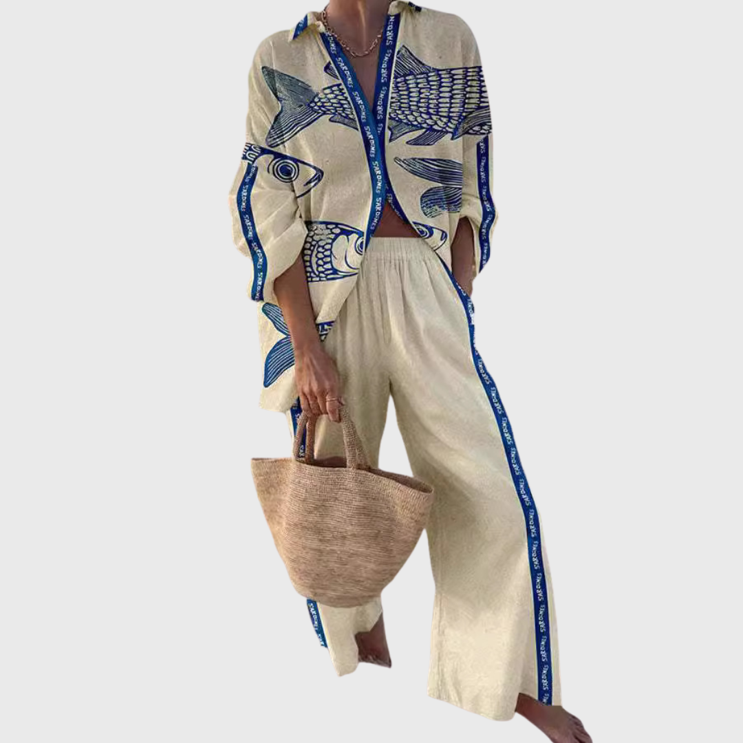 Livia | Set mit Fischprint frech