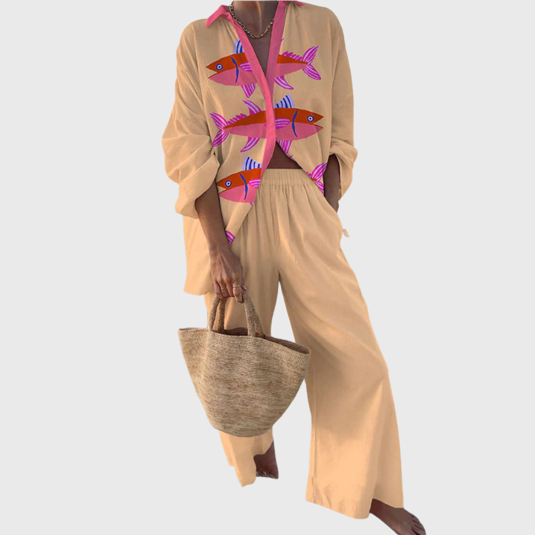 Matilda |Set mit Fischprint rosa