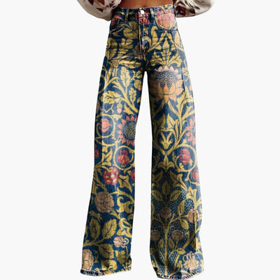 Damen Bedruckte Hose mit weitem Bein