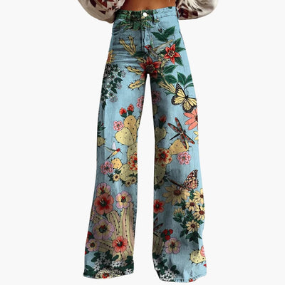 Damen Bedruckte Hose mit weitem Bein