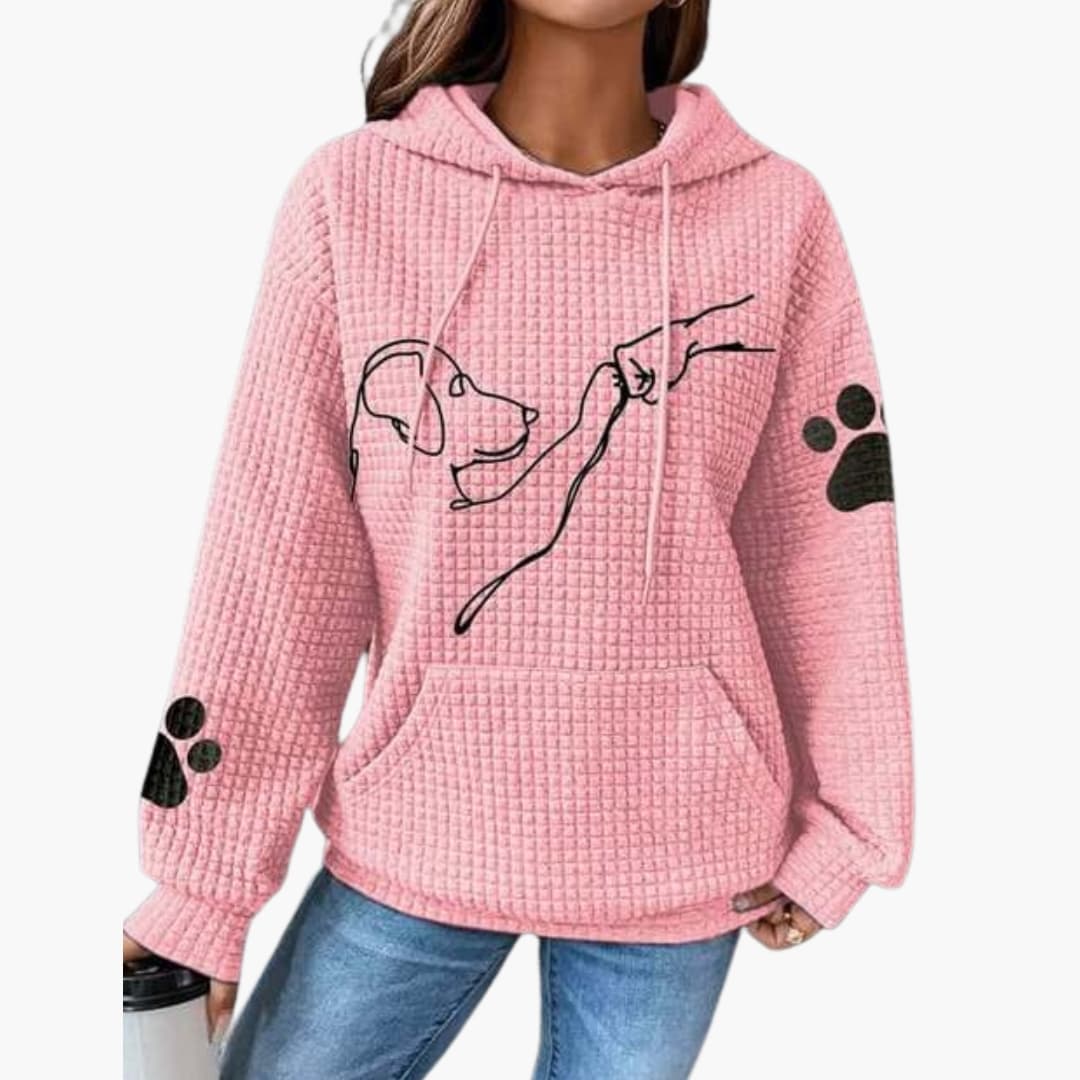 Damen Hoodie mit Hundemotiv und Kängurutasche