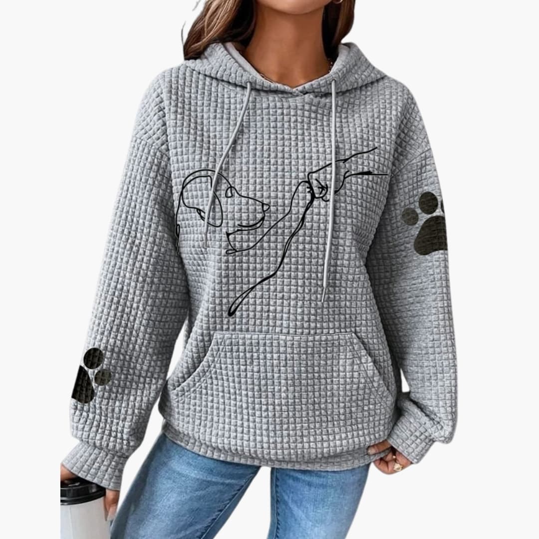 Damen Hoodie mit Hundemotiv und Kängurutasche
