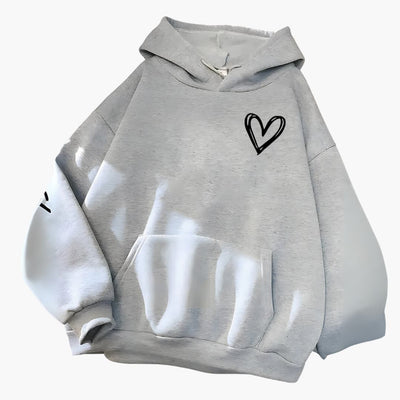 Damen Hoodie mit Kordelzugkapuze und Herz-Print