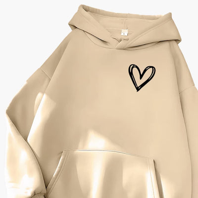 Damen Hoodie mit Kordelzugkapuze und Herz-Print