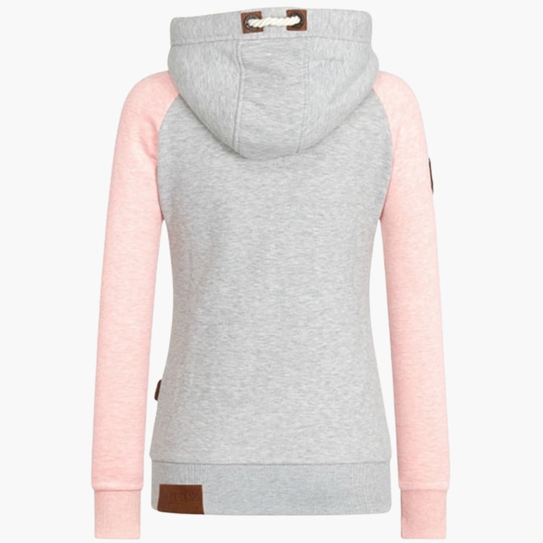 Damen Hoodie mit Reißverschluss und Kordelzug-Kapuze