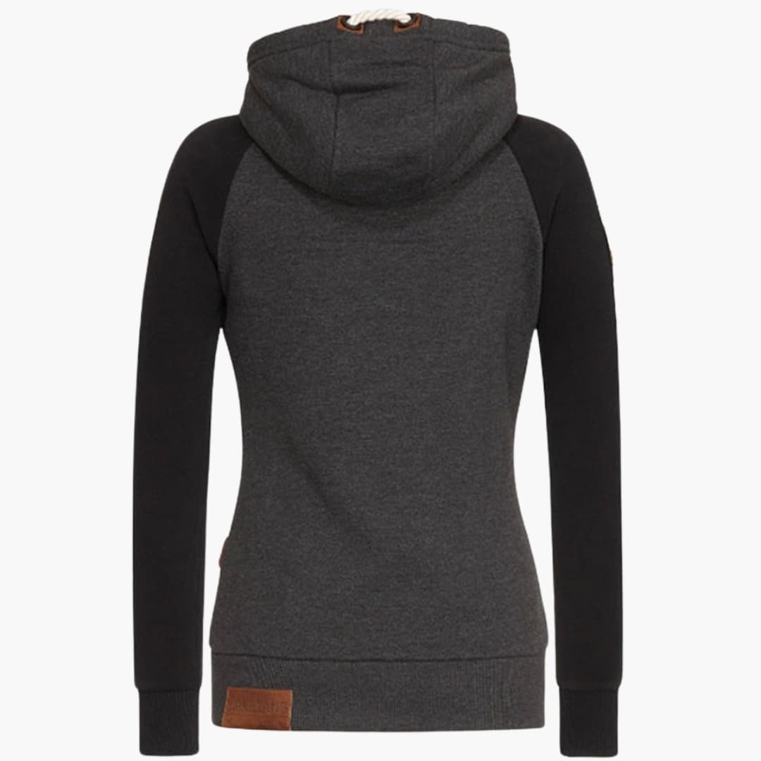 Damen Hoodie mit Reißverschluss und Kordelzug-Kapuze