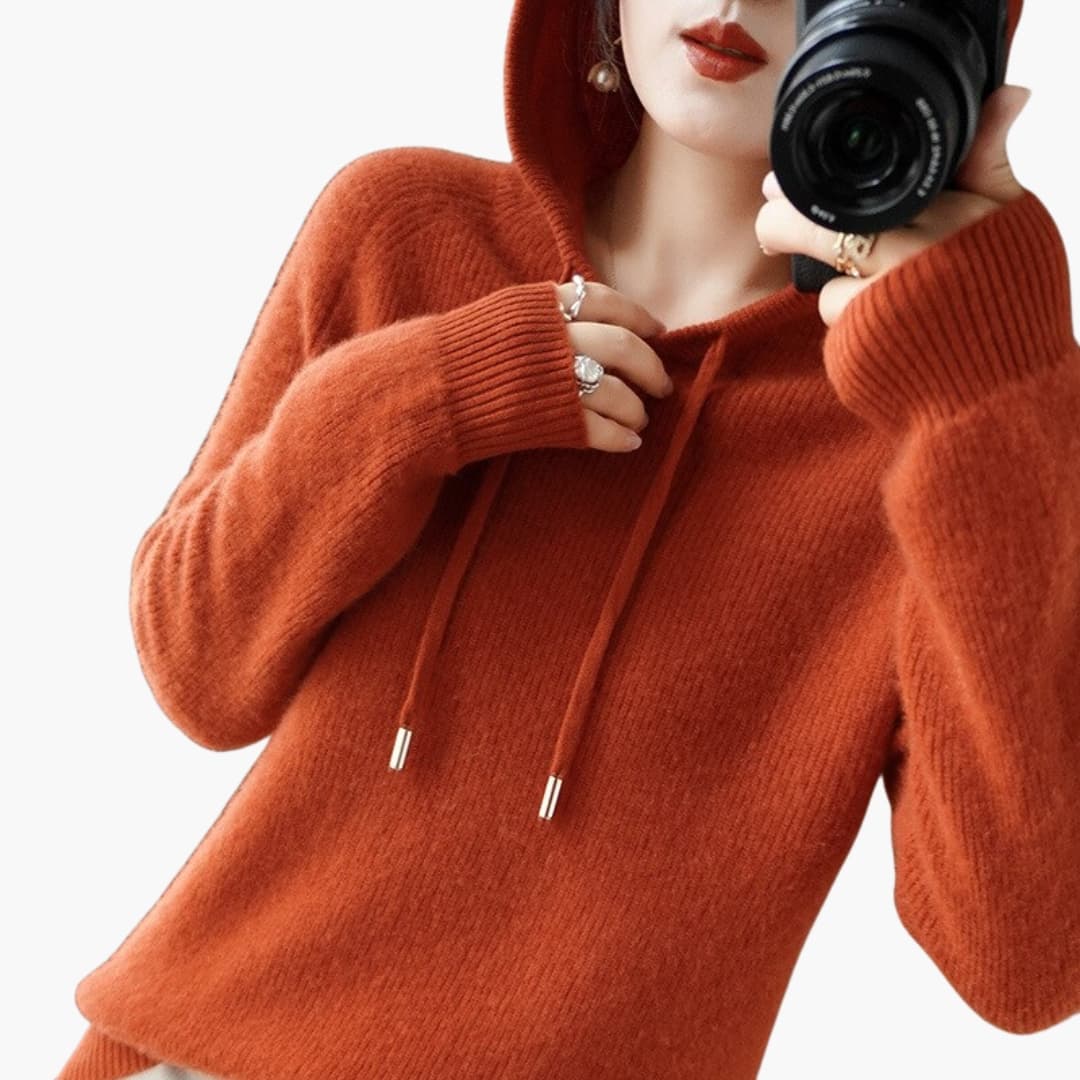 Damen Kapuzenpullover Strick mit Kapuze und langen Ärmeln