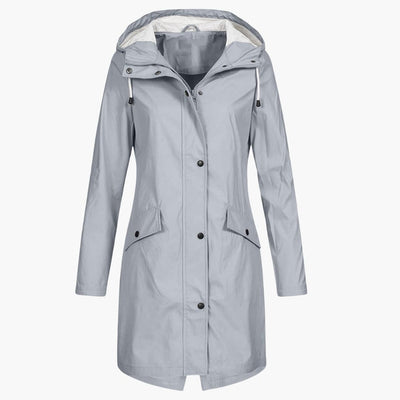 Damen Regenjacke mit Kapuze und Vordertaschen