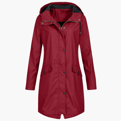 Damen Regenjacke mit Kapuze und Vordertaschen