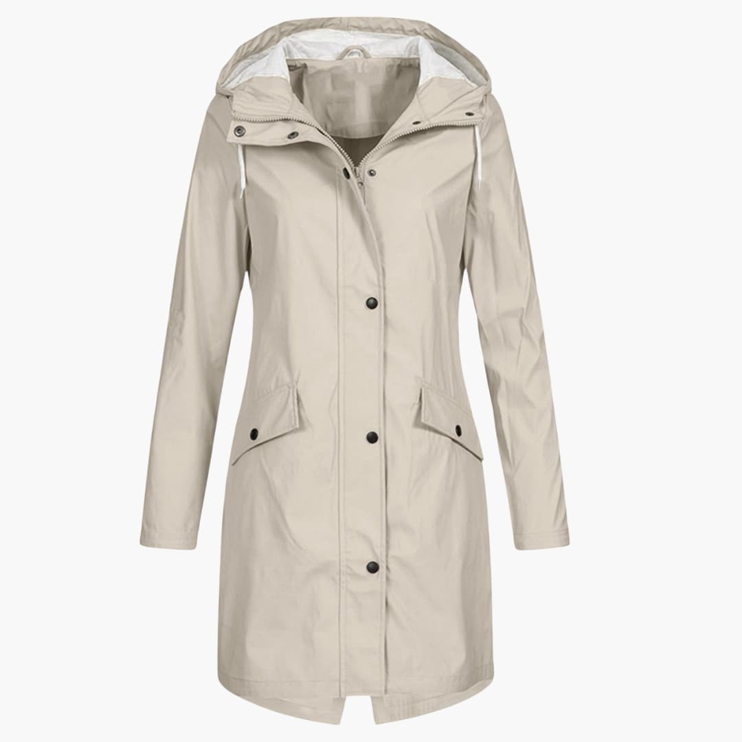 Damen Regenjacke mit Kapuze und Vordertaschen