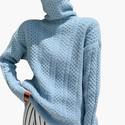 Damen Rollkragenpullover mit Zopfmuster