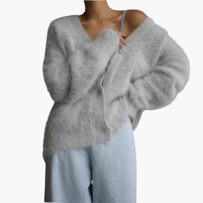 Damen Strickjacke mit Knopfleiste und langen Ärmeln