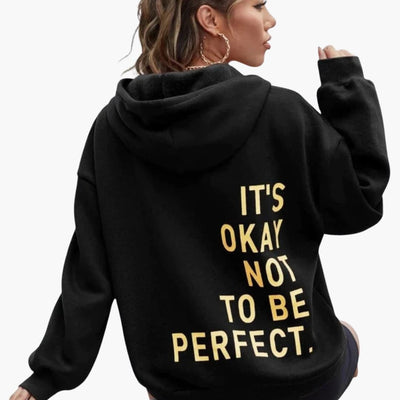 Damen Text Print Hoodie mit Kordelkapuze
