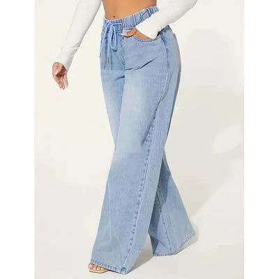 Damen Baggy Jeans Hoch Taille Denim Lässig