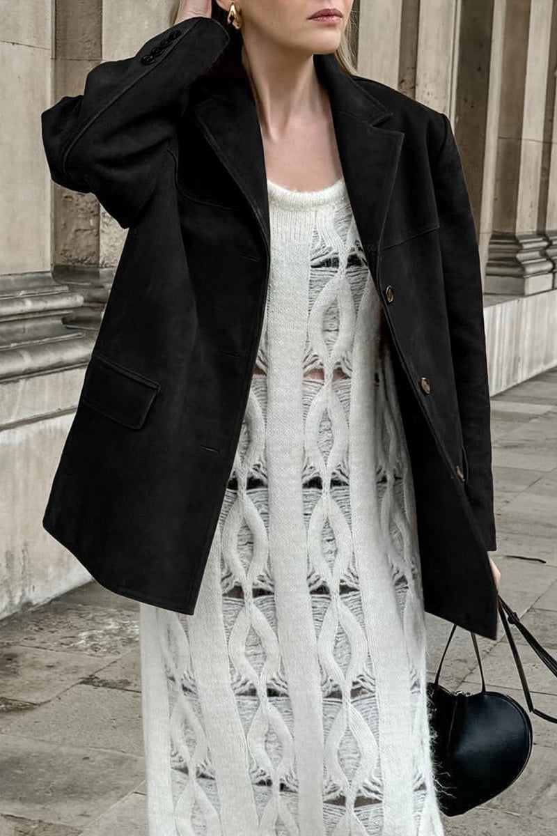 Damen Blazerjacke Einreiher Wildlederimitat Elegant