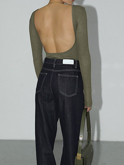 Slim Fit Damen-Bodysuit mit offenem Rücken