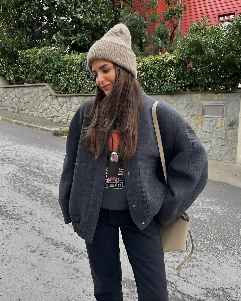 Damen Bomberjacke Baumwolle Oversized Stil