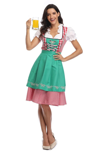 Damen Dirndl Kleid Traditionell Elegant mit Passender Schürze