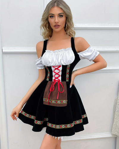 Damen Schulterfreies Klassisches Dirndlkleid | Mini