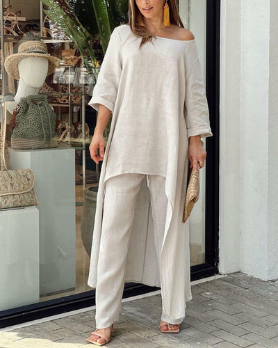 Damen Loungewear-Set mit luftigem Top und High-Waist-Hose – entspannt für den Sommer