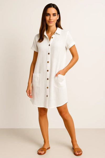 Damen Geknöpftes Sommerhemdkleid