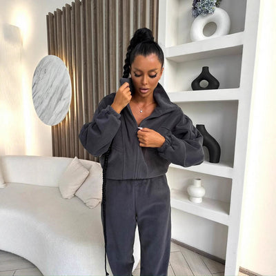 Damen-Lounge-Set mit stylischem Reißverschluss – praktischen Taschen und weiten Ärmeln