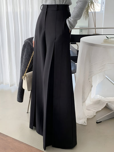 Damen Plissee-Hosen Hochtailliert Weites Bein