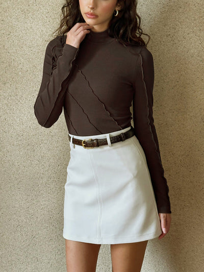 Damen Skinny Top Jersey mit Stehkragen