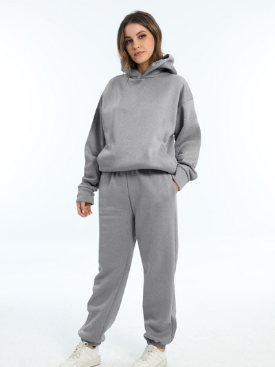 Damen Sportbekleidung Set - Kapuzen-Sweatshirt und Sporthosen für Freizeit und Fitness