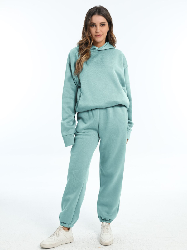 Damen Sportbekleidung Set - Kapuzen-Sweatshirt und Sporthosen für Freizeit und Fitness