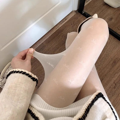 Damen Strumpfhosen mit Herz- und Punktmuster, Elastisch, Modisch