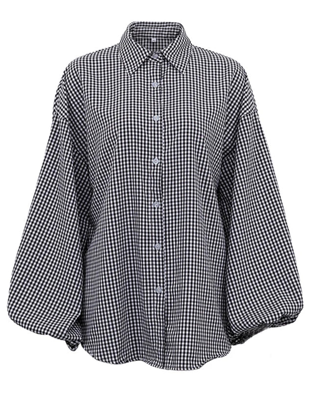 Damenbluse Baumwolle Oversized Gingham