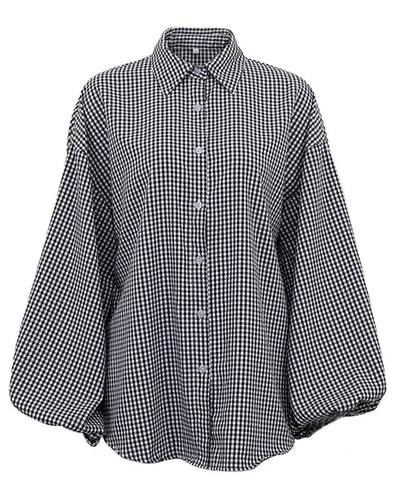 Damenbluse Baumwolle Oversized Gingham